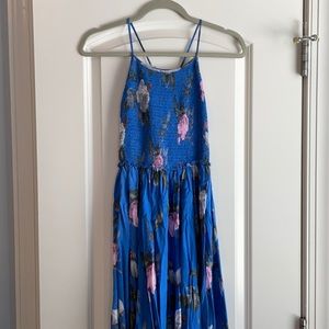 Blue floral midi dress